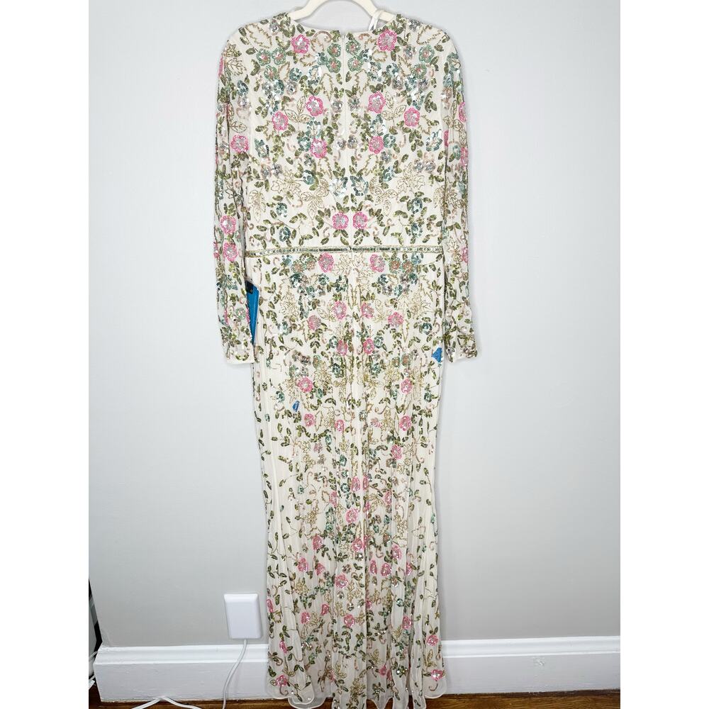Mac Duggal 5503 Nude Floral Embellished Long Sleeve Gown 14 NEW - Picture 3 of 13